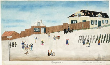 Högbergsgatan 1847. Barnen från Prins Carls inrättning. 