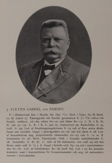 Sixten Gabriel von Friesen. Ledamot av stadsfullmäktige från 1887