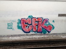 Graffiti vid Farsta Centrums tunnelbanestation på fastigheten Storö 15