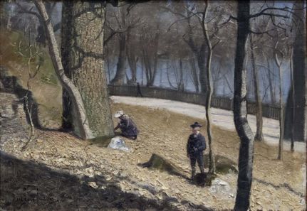 Eugène Janssons målning Blåsippor