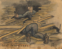 Personal inventerar trä på Mälarvarvet