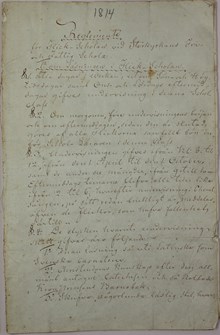 Storkyrkoförsamlingens fri- och fattigskola för flickor – reglemente 1814