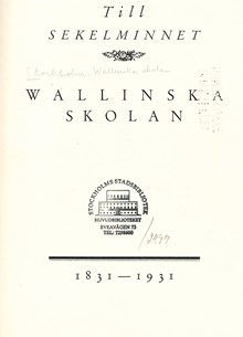 Wallinska skolan 1831-1931