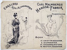 Reklamtryck. Carl Malmbergs Handsk-Fabrik