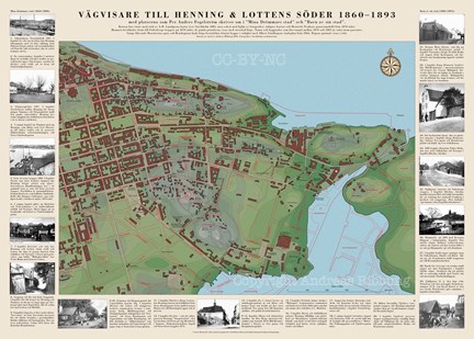 Illustrerad karta över östra Södermalm där platser ur boken Mina drömmars stad finns markerade