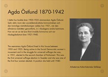 Agda Östlund 1870-1942, Upplandsgatan 61 – minnesmärke