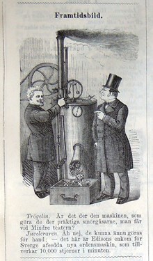 Framtidsbild. Bildskämt i Söndags-Nisse – Illustreradt Veckoblad för Skämt, Humor och Satir, nr 49, den 8 december 1878