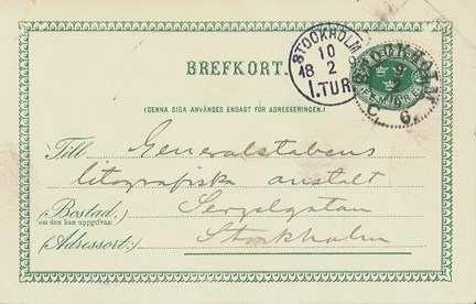 Brev från Salomon August Andrée till Generalstabens litografiska anstalt angående ballongplanscher till polarexpeditionen 1897