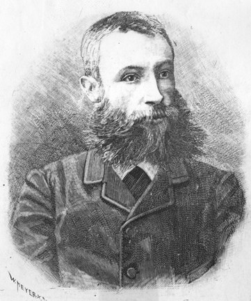 Samtida träsnitt, ”August Palm 1881”, signerat Wilhelm Meyer.