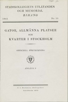 "Gator, allmänna platser och kvarter i Stockholm" 1941, årgång 9