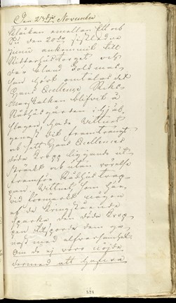 Sidorna ur protokollet med överste Gyllenstorms vittnesmål 1810.