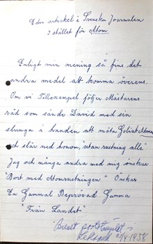 ”Bort med Atomrustningen” – brev från ”En Gammal Beprövad Gumma från Landet” 1958   