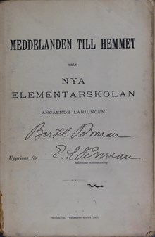 Meddelanden till hemmet – Nya Elementarskolan 1906