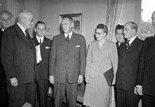 Mynttorget 2, Kanslihuset. Delegation hos handelsministern. 2:a person från vänster: Åkesson, vidare; Brodén, Ericsson, Ljungqvist, Setréus, Linell