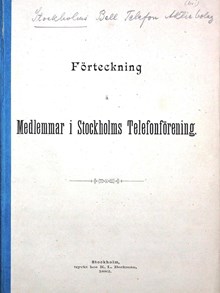 ”Förteckning å Medlemmar i Stockholms Telefonförening” 1882