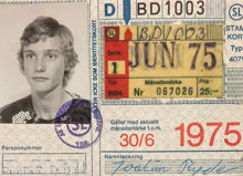 Stamkort - månadskort för ungdomar år 1975