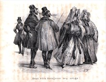 "Hufvudstadens nöjen - Hvad våra kavaljerer äro artige!" (teckning 1841) 