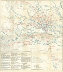 Stockholmskarta 1926 med spårvägsbolagets linjenät