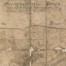 HK 1:1. Karta över Amiralitetsplatsen på Djurgården år 1724