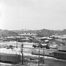 Utsikt över kv. Linjalen och Mätningsmannen från Södra Stations gamla personalhus