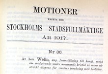 Motion angående vindars inredning med bostäder - Stadsfullmäktige 1917