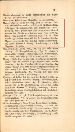 Sida ur Vägvisare till Hufvudstaden från 1844.