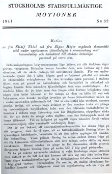 Motion om betald mammaledighet för stadens kvinnliga personal - stadsfullmäktige 1941