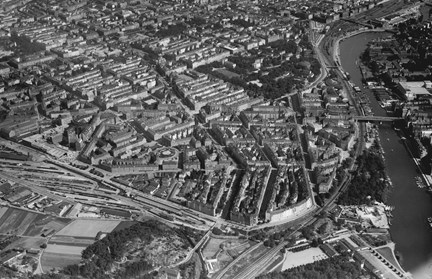 Flygfoto över Vasastaden år 1938 från nordväst