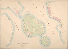 1852 års karta över Skeppsholmen och Kastellholmen