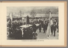 Bondetåget 1914. Gudstjänst för upplänningarna på Karlberg