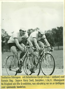 Djurgårdsloppet 1942: Albanoparet Bo Berglund och Olle Grundström, vars utbrytning var en av tävlingens mest spännande händelser