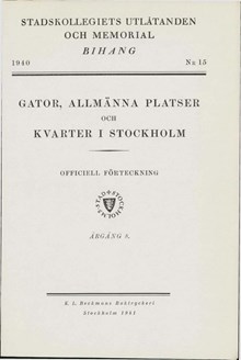 "Gator, allmänna platser och kvarter i Stockholm" 1940, årgång 8