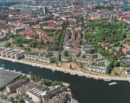 Flygfoto över Hammarby Sjöstad och Södermalm