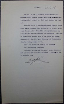 Fredrik Ström håller tal mot monarkin - polisrapport 1914