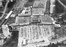 Flygfoto över Farsta centrum  vid invigningen den 23 oktober 1960