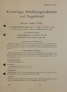 Kurser på Kvinnliga medborgarskolan vid Fogelstad 1944 och 1945