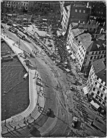 Flygfoto från 1946 över Kornhamnstorg