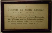 Telegram till stadens tidningar angående att adeln röstat för representationsreformen 1865