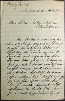 Tjugoåring med journalistdrömmar ber om hjälp - brev till Dr Nyström 1892