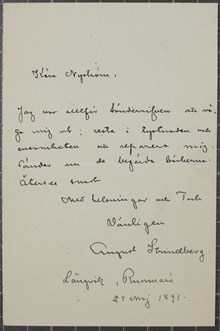 August Strindbergs brev till Anton Nyström 24 maj 1891