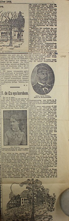 Tidningsartikel med bild av Siri Wikström – välgörenhetsföreningen Soeurs de Charités grundare 1908