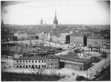 Utsikt över Slussen år 1900