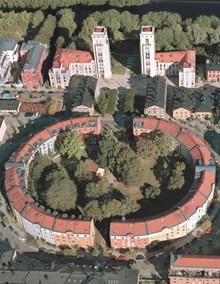 Flygfoto över Bostadshus på Kungsholmen. 