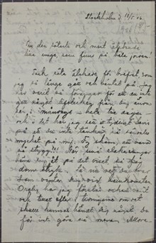 "Till den sötaste och mest älskade lilla unge, som finns på hela jorden!" - brev från Tyra Degermark, 31, till Anton Nyström, 64, den 18 maj 1906