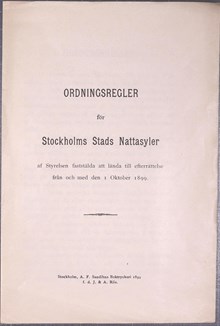 Ordningsregler för nattasylerna för husvilla 1899