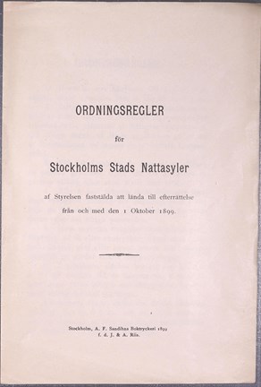 Tryckta ordningsregler för Stockholms nattasyler
