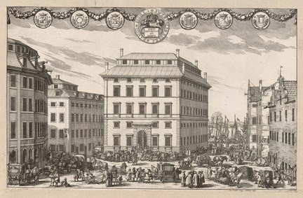 Riksbanken - gravyr hämtad från Suecia antiqua et hodierna