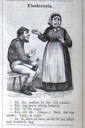 Bildskämt om alkoholist i Söndags-Nisse – Illustreradt Veckoblad för Skämt, Humor och Satir, nr 51, den 22 december 1878