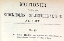 Motion om åtgärder till motverkande av biografernas skadliga inverkan å barn - Stadsfullmäktige 1917