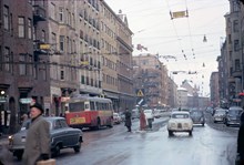 SS linje 33 i snömodd på Folkungagatan